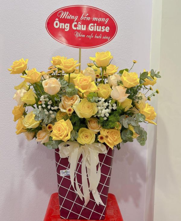 Giỏ hoa hồng, giỏ hoa hồng đẹp, giỏ hoa đẹp, mẫu giỏ hoa đẹp