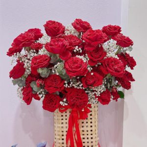 Giỏ hoa hồng, giỏ hoa hồng đẹp, giỏ hoa đẹp, mẫu giỏ hoa đẹp