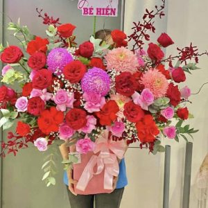 Giỏ hoa hồng, giỏ hoa hồng đẹp, giỏ hoa đẹp, mẫu giỏ hoa đẹp
