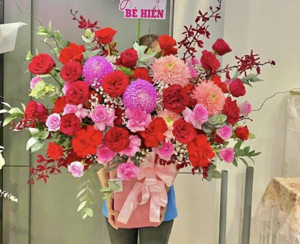 Giỏ hoa hồng, giỏ hoa hồng đẹp, giỏ hoa đẹp, mẫu giỏ hoa đẹp