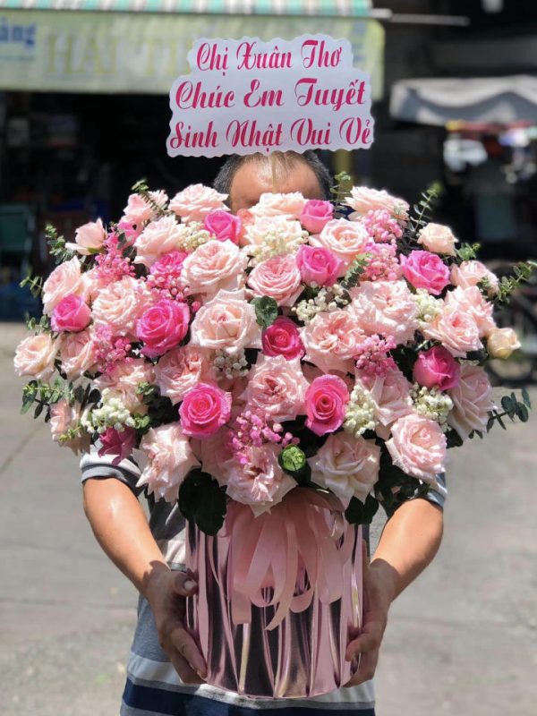 Giỏ hoa hồng, giỏ hoa hồng đẹp, giỏ hoa đẹp, mẫu giỏ hoa đẹp