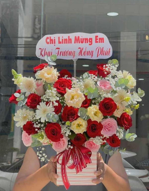 Giỏ hoa hồng, giỏ hoa hồng đẹp, giỏ hoa đẹp, mẫu giỏ hoa đẹp