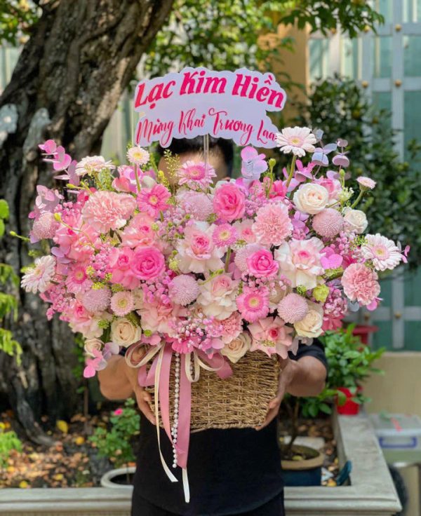 Giỏ hoa hồng, giỏ hoa hồng đẹp, giỏ hoa đẹp, mẫu giỏ hoa đẹp