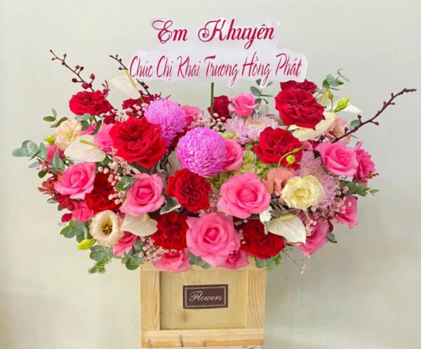 Giỏ hoa hồng, giỏ hoa hồng đẹp, giỏ hoa đẹp, mẫu giỏ hoa đẹp