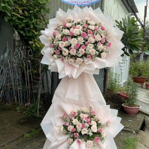 Kệ hoa hồng khai trương, kệ hoa khai trương đẹp, kệ hoa khai trương, mẫu hoa khai trương