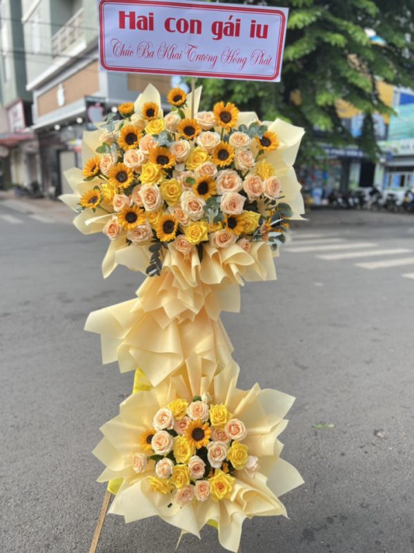 Kệ hoa hồng khai trương, kệ hoa khai trương đẹp, kệ hoa khai trương, mẫu hoa khai trương