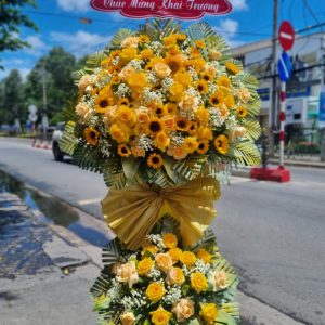 Kệ hoa hồng khai trương, kệ hoa khai trương đẹp, kệ hoa khai trương, mẫu hoa khai trương