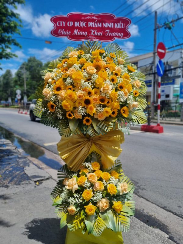 Kệ hoa hồng khai trương, kệ hoa khai trương đẹp, kệ hoa khai trương, mẫu hoa khai trương