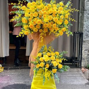 Kệ hoa hồng khai trương, kệ hoa khai trương đẹp, kệ hoa khai trương, mẫu hoa khai trương