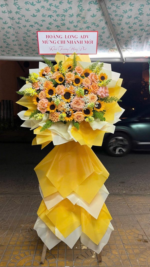 Kệ hoa hồng khai trương, kệ hoa khai trương đẹp, kệ hoa khai trương, mẫu hoa khai trương