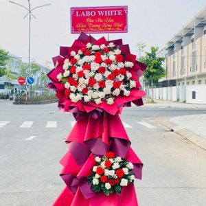 Kệ hoa hồng khai trương, kệ hoa khai trương đẹp, kệ hoa khai trương, mẫu hoa khai trương