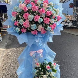 Kệ hoa hồng khai trương, kệ hoa khai trương đẹp, kệ hoa khai trương, mẫu hoa khai trương