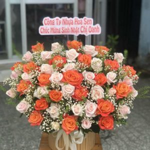 Giỏ hoa hồng, giỏ hoa hồng đẹp, giỏ hoa đẹp, mẫu giỏ hoa đẹp