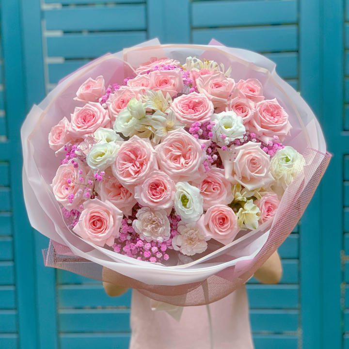  bó hoa hồng pastel 