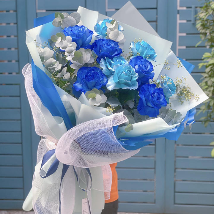 bó hoa hồng xanh dương