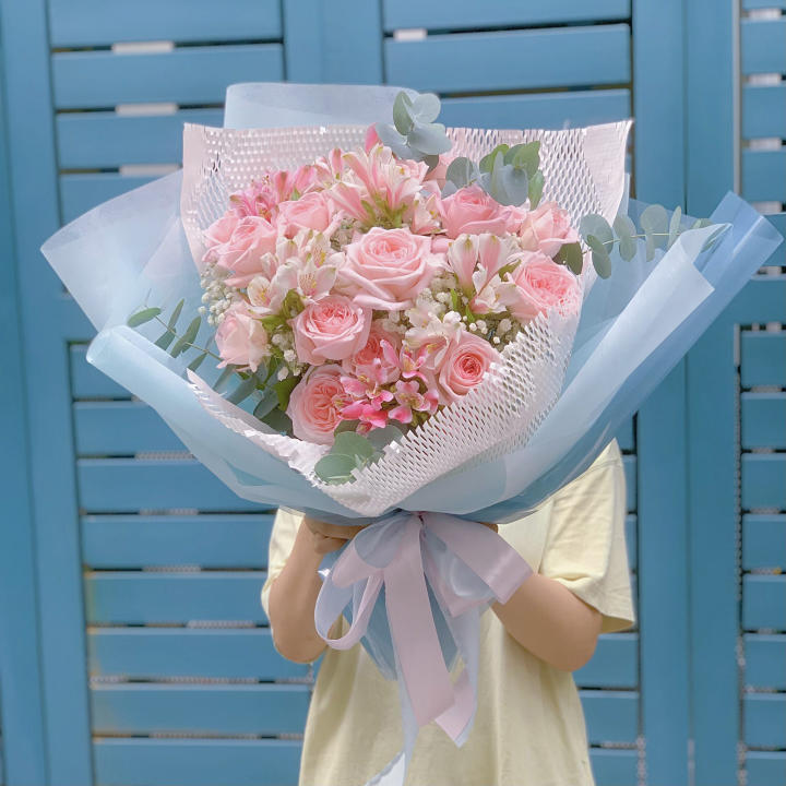 Bó hoa hồng pastel