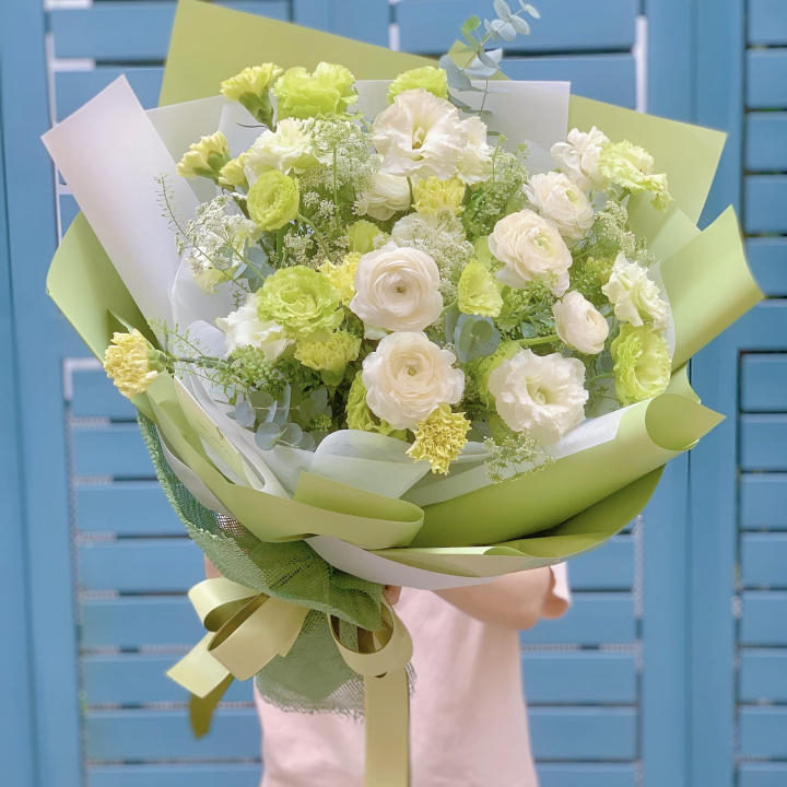 Bó hoa hồng xanh lá cây