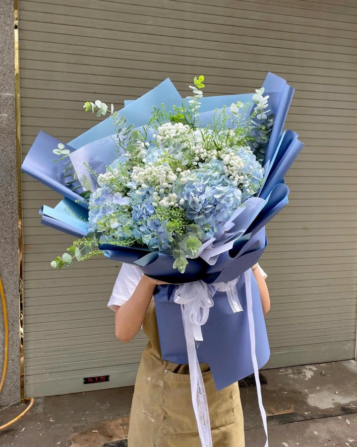 Bó hoa cẩm tú cầu xanh