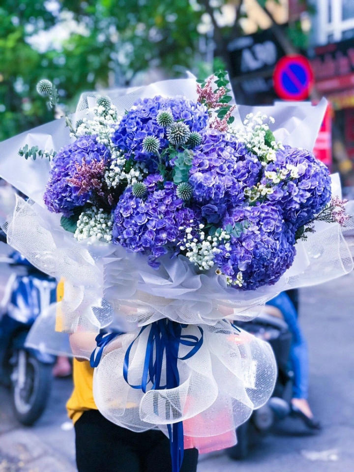 Bó hoa cẩm tú cầu tím