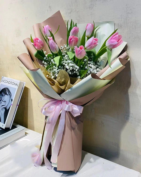 Bó hoa tulip hồng