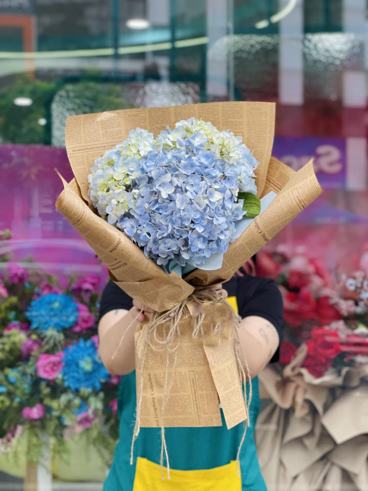 Bó hoa cẩm tú cầu xanh