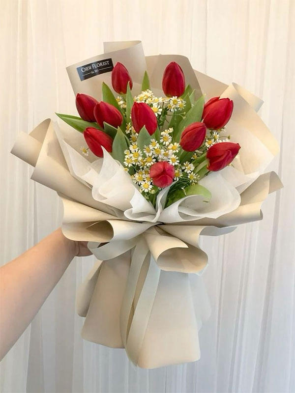 Bó hoa tulip đỏ