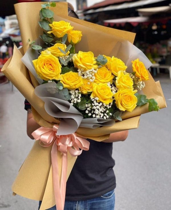 Bó hoa hồng vàng, bó hoa đẹp, bó hoa hồng vàng đẹp