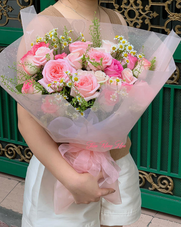 Bó hoa hồng pastel