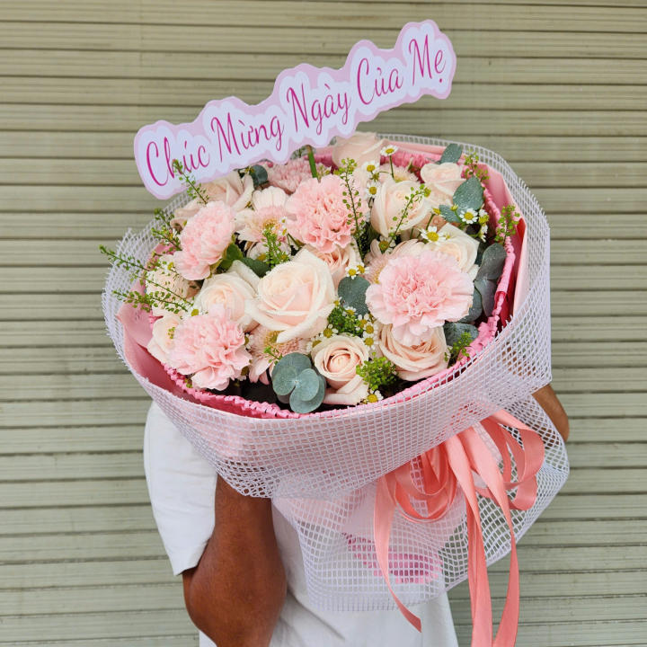 Bó hoa hồng pastel