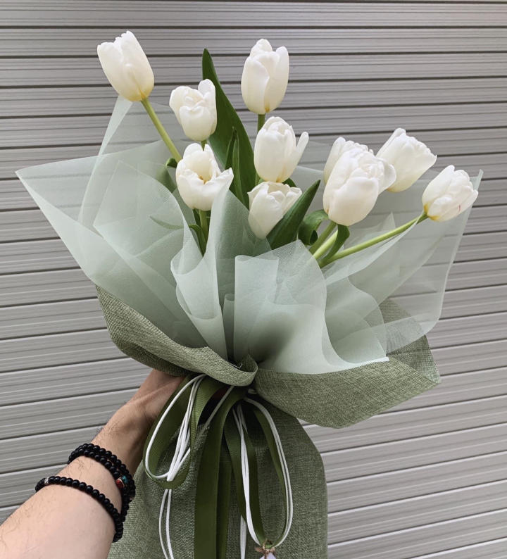 Bó hoa tulip trắng