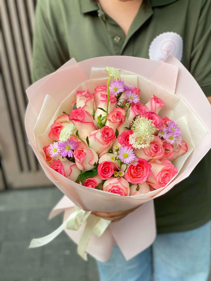 Bó hoa hồng song hỷ đẹp