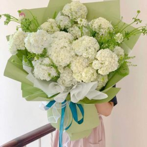 Bó hoa cẩm tú cầu trắng