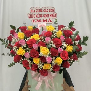 Giỏ hoa sinh nhật, giỏ hoa sinh nhật đẹp, hoa sinh nhật đẹp