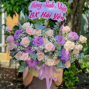 Giỏ hoa sinh nhật, giỏ hoa sinh nhật đẹp, hoa sinh nhật đẹp