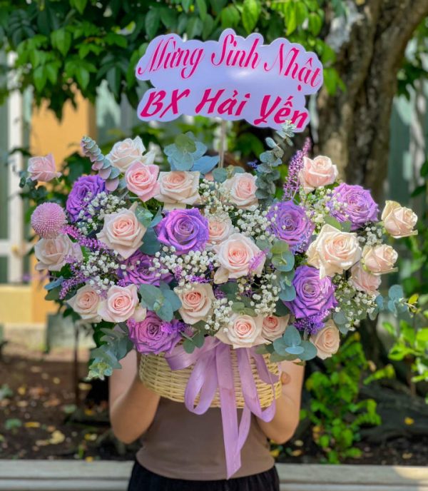 Giỏ hoa sinh nhật, giỏ hoa sinh nhật đẹp, hoa sinh nhật đẹp