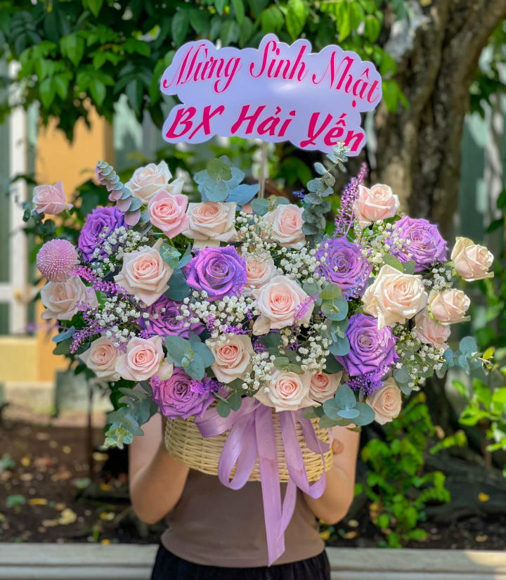 Giỏ hoa sinh nhật, giỏ hoa sinh nhật đẹp, hoa sinh nhật đẹp