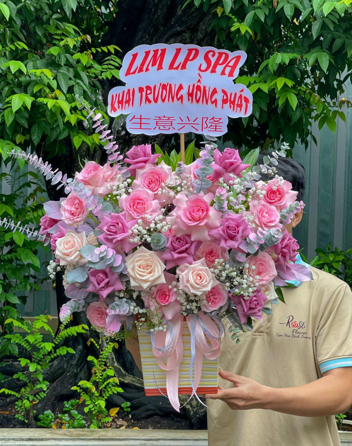 Giỏ hoa khai trương, giỏ hoa khai trương đẹp, hoa khai trương đẹp