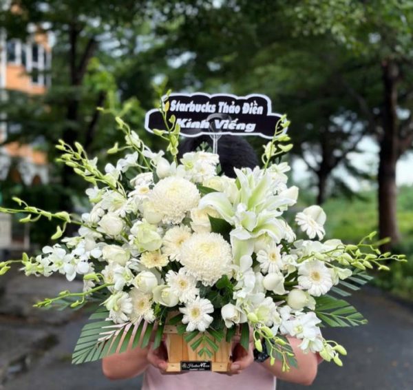 Giỏ hoa viếng, lẳng hoa viếng, giỏ hoa viếng đẹp, lẳng hoa viếng đẹp