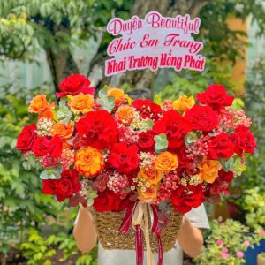 Giỏ hoa khai trương, giỏ hoa khai trương đẹp, hoa khai trương đẹp