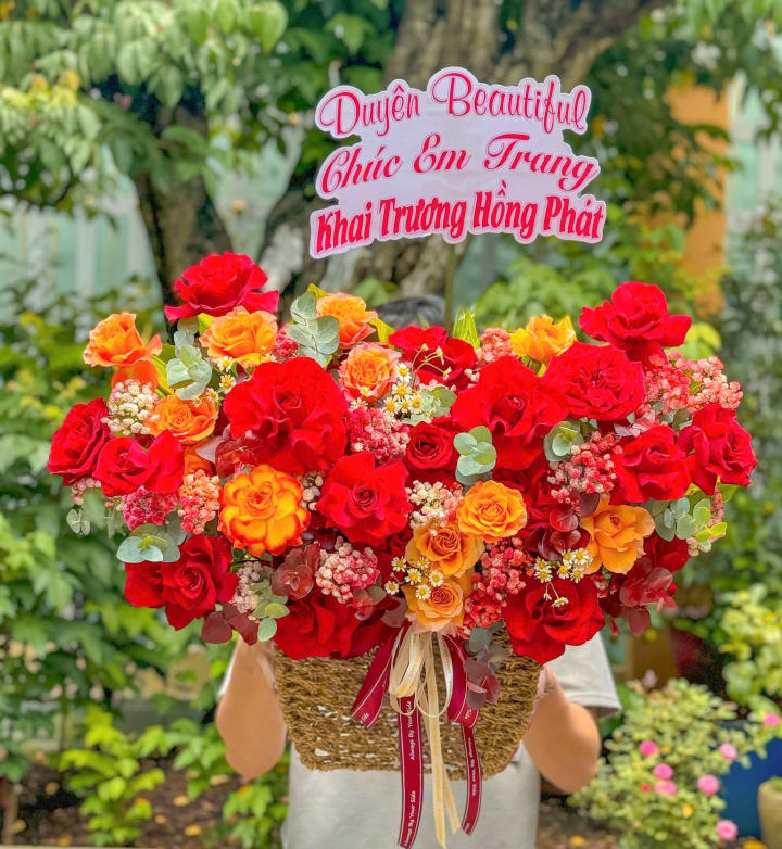 Giỏ hoa khai trương, giỏ hoa khai trương đẹp, hoa khai trương đẹp