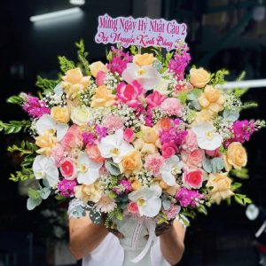 Giỏ hoa sinh nhật, giỏ hoa sinh nhật đẹp, hoa sinh nhật đẹp