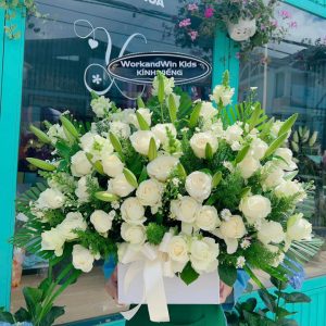 Giỏ hoa viếng, lẳng hoa viếng, giỏ hoa viếng đẹp, lẳng hoa viếng đẹp