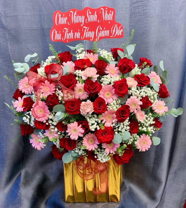 giỏ hoa đẹp, giỏ hoa sinh nhật đẹp, giỏ hoa khai trương đẹp