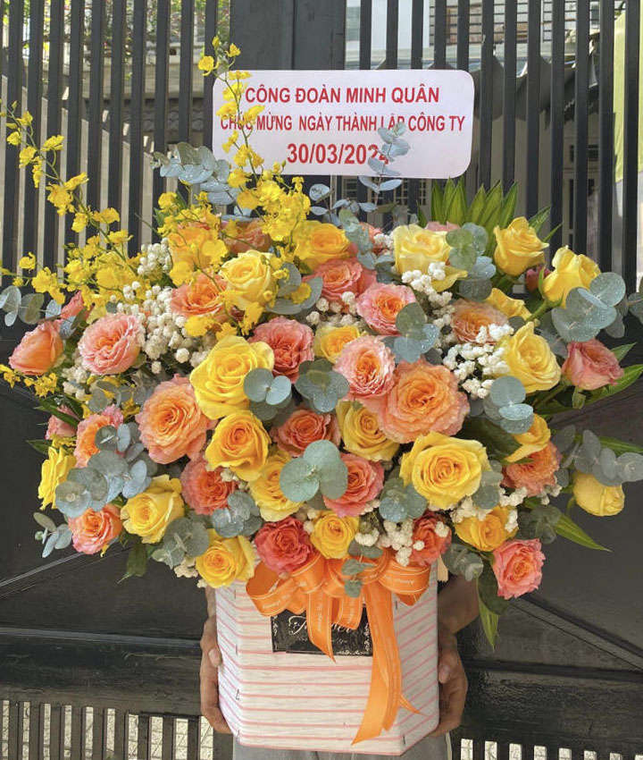 Giỏ hoa khai trương, giỏ hoa khai trương đẹp, hoa khai trương đẹp