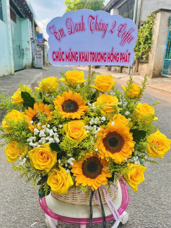 Giỏ hoa khai trương, giỏ hoa khai trương đẹp, hoa khai trương đẹp
