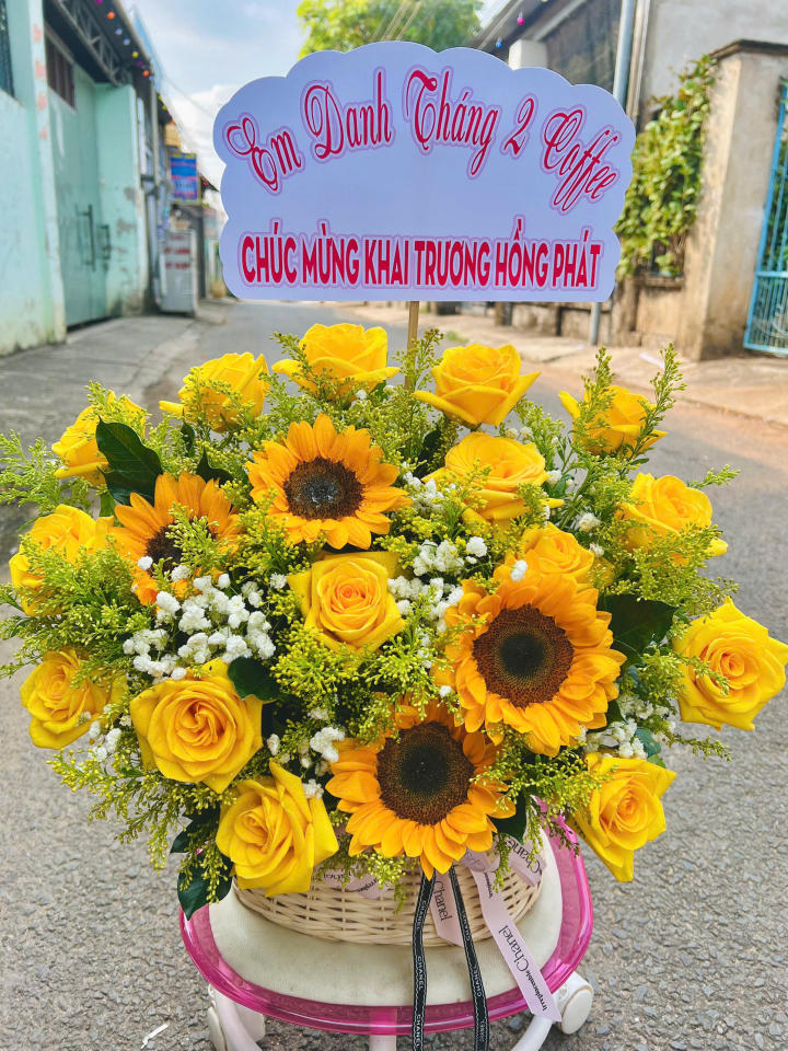 Giỏ hoa khai trương, giỏ hoa khai trương đẹp, hoa khai trương đẹp