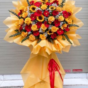 hoa khai trương đẹp, lẳng hoa khai trương, kệ hoa khai trương