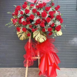 hoa khai trương đẹp, lẳng hoa khai trương, kệ hoa khai trương