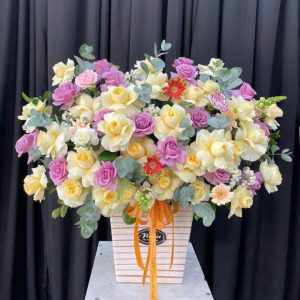 Giỏ hoa đẹp, lẳng hoa đẹp, giỏ hoa sinh nhật, giỏ hoa khai trương