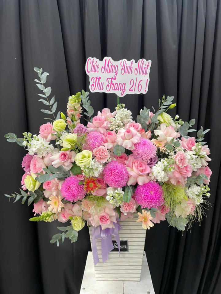 Giỏ hoa đẹp, lẳng hoa đẹp, giỏ hoa sinh nhật, giỏ hoa khai trương